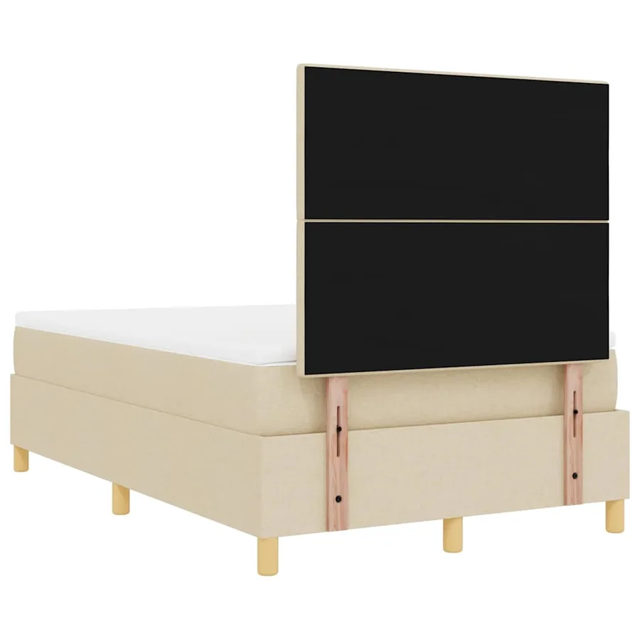 Lit à ressort LED avec tête de lit Crème 120 x 190 cm tissu - 8