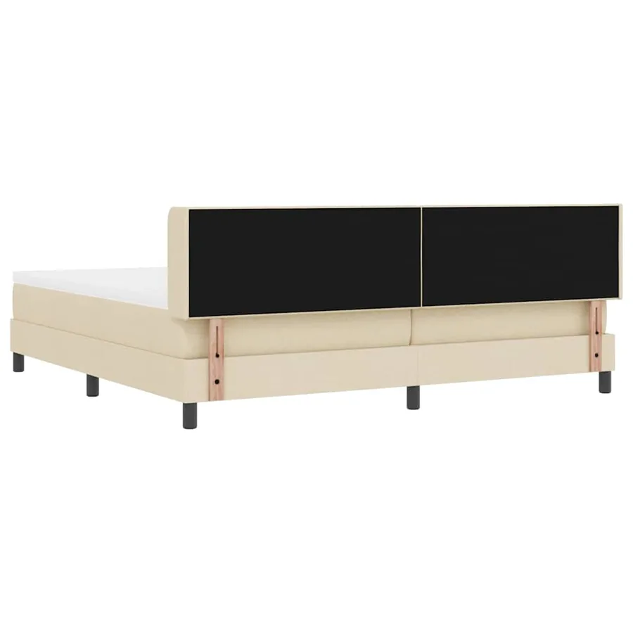 Lit à ressorts avec tête de lit Crème 200 x 200 cm tissu - 9