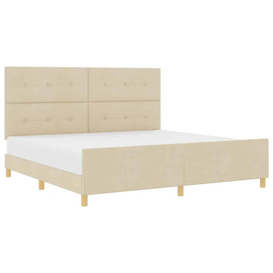 Cadre de lit avec tête de lit Crème 200 x 200 cm tissu - 2