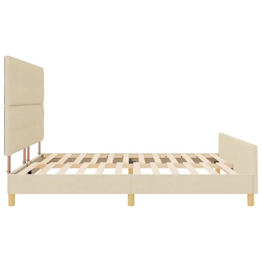 Cadre de lit avec tête de lit Crème 200 x 200 cm tissu - 7