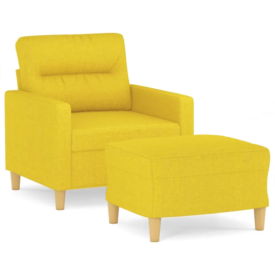 Fauteuil avec repose-pied Jaune clair 60 cm Tissu - 2