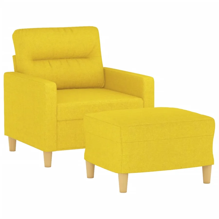 Fauteuil avec repose-pied Jaune clair 60 cm Tissu - 3
