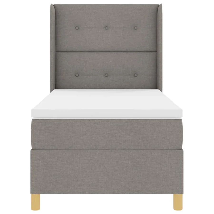 Lit à ressorts avec tête de lit Taupe 90 x 190 cm tissu - 6