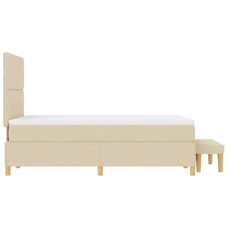 Lit à ressorts avec tête de lit Crème 200 x 120 cm tissu - 9