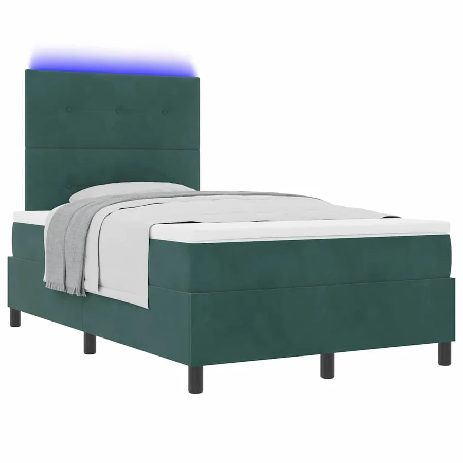 Lit à ressort LED Vert foncé 120 x 190 cm Velours - 3