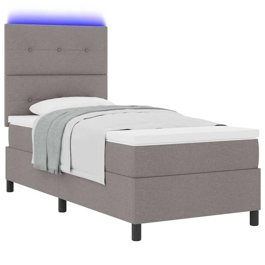Lit à ressorts avec bandes LED Taupe 100 x 200 cm tissu - 3