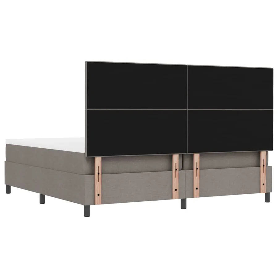 Lit à ressorts avec tête de lit Taupe 200 x 200 cm tissu - 10