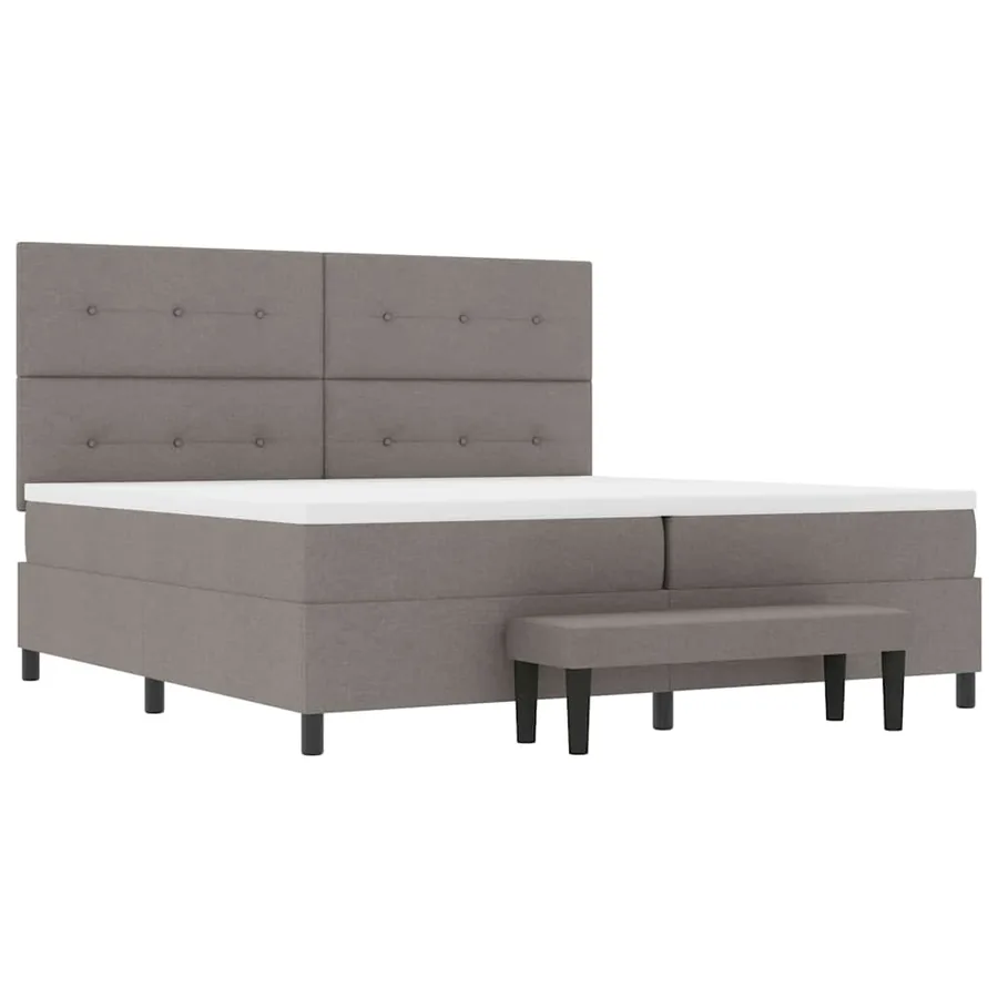 Lit à ressorts avec tête de lit Taupe 200 x 200 cm tissu - 7