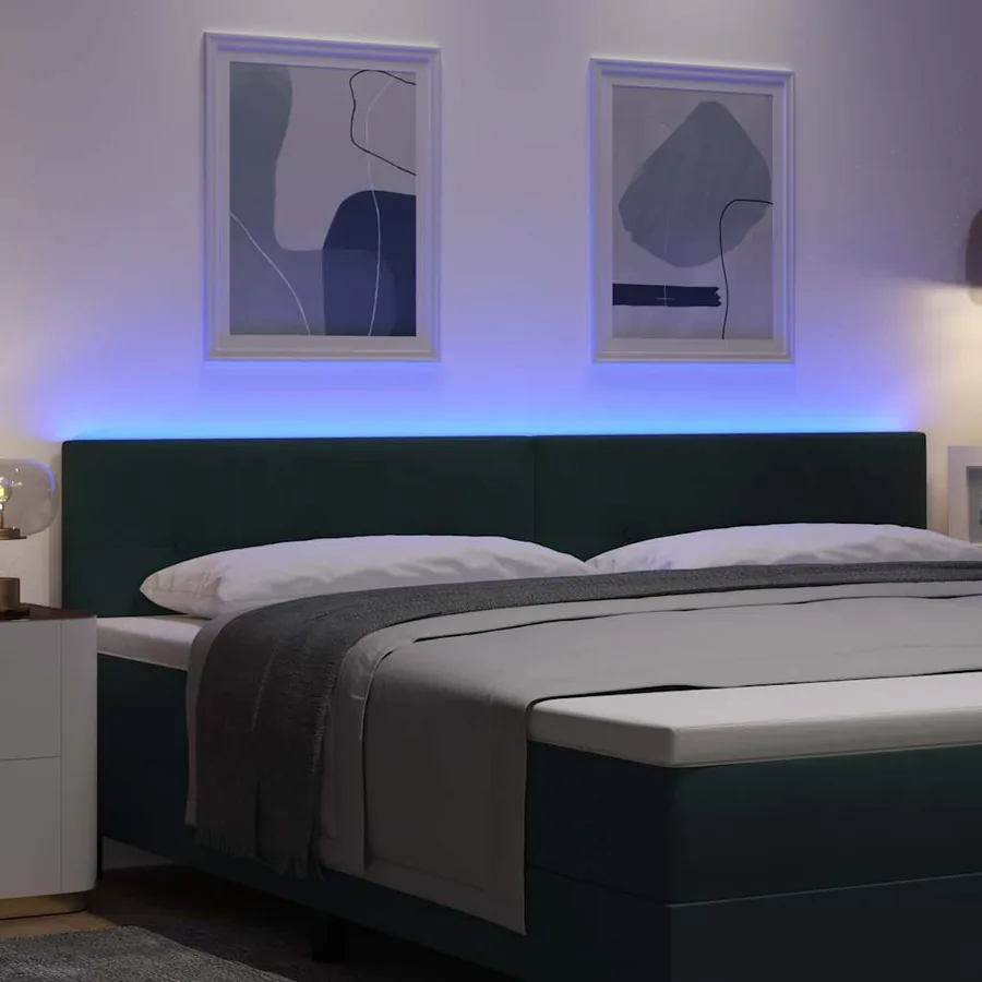 Tête de lit LED avec bandes LED Vert 200 cm Velours - 4