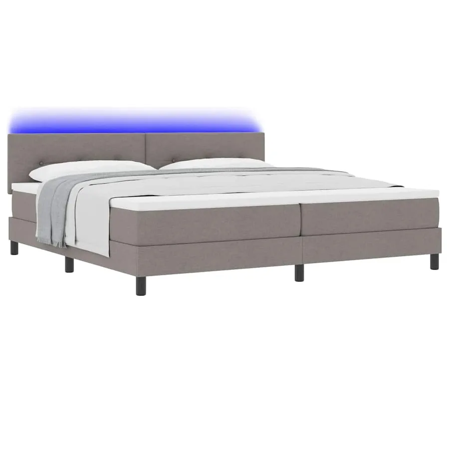Lit à ressorts avec bandes LED Taupe 200 x 200 cm tissu - 3