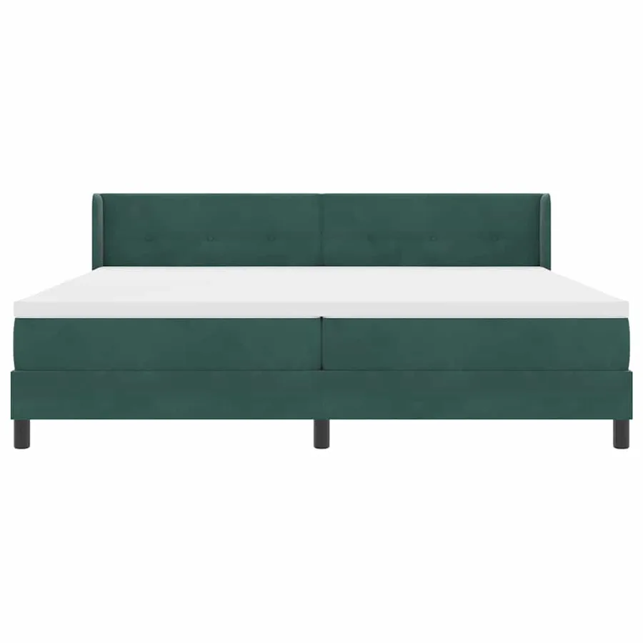 Lit à ressorts avec tête de lit Vert foncé 200 x 200 cm Velours - 7