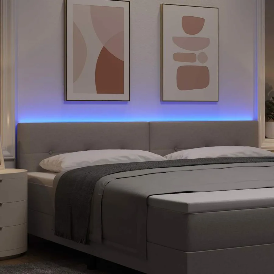 Tête de lit LED avec bandes LED Taupe 200 cm tissu - 4