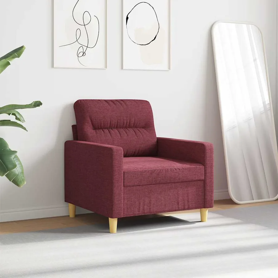 Fauteuil Rouge bordeaux 60 cm Tissu - 3