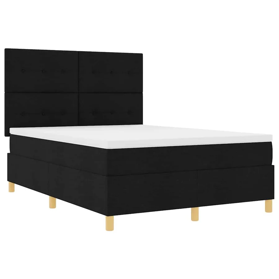 Lit à ressorts avec matelas Noir 140 x 200 cm tissu - 5