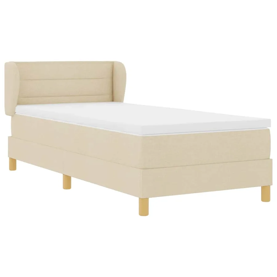 Lit à ressorts avec matelas Crème 80 x 200 cm tissu - 6