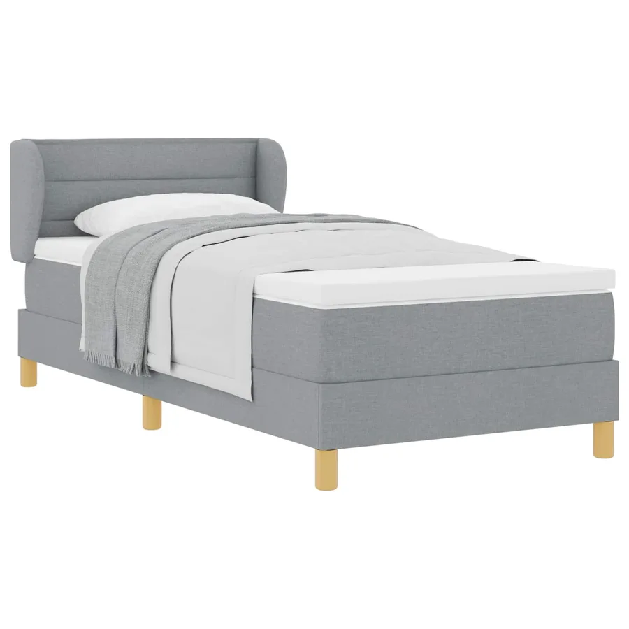 Lit à ressorts avec matelas Gris clair 80 x 200 cm tissu - 2
