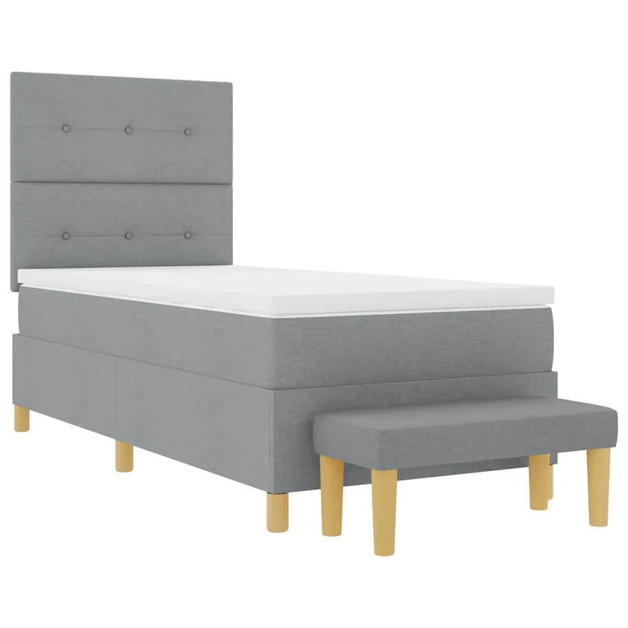 Lit à ressorts avec tête de lit Gris clair 200 x 80 cm tissu - 7
