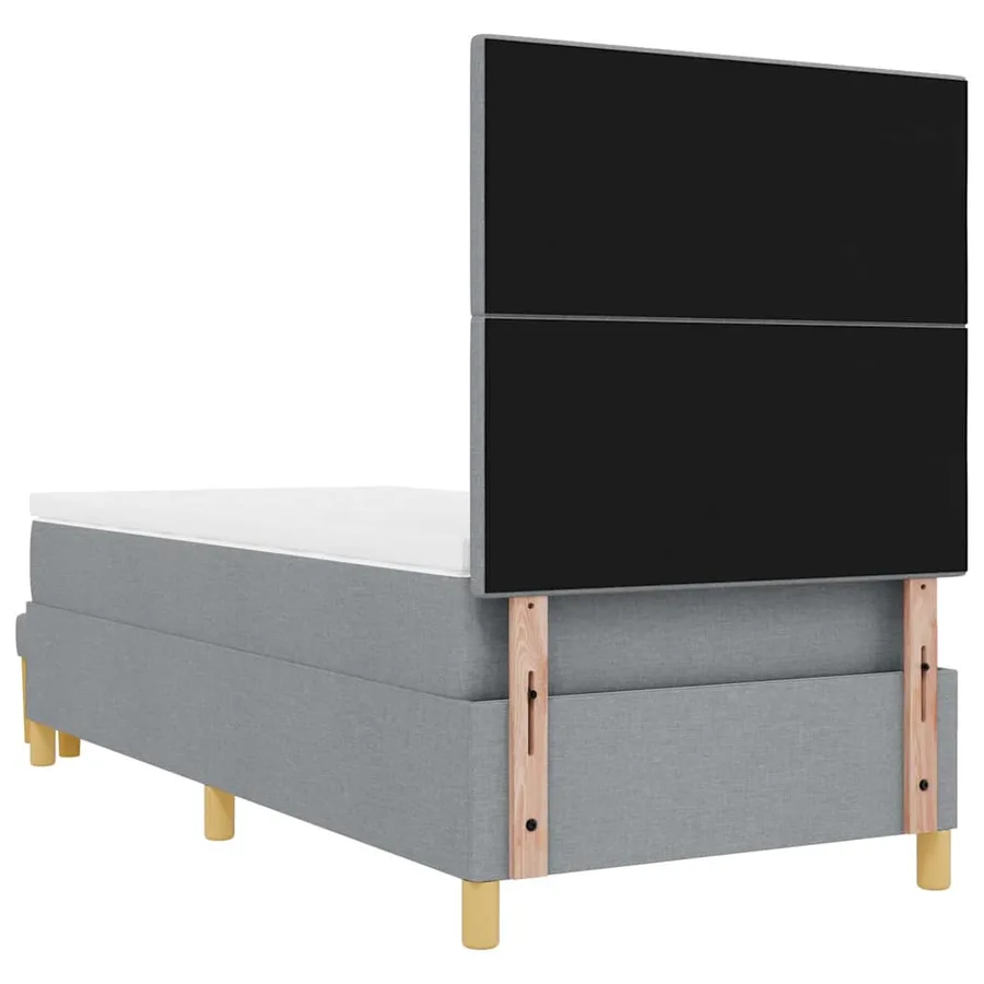 Lit à ressorts avec tête de lit Gris clair 200 x 80 cm tissu - 8