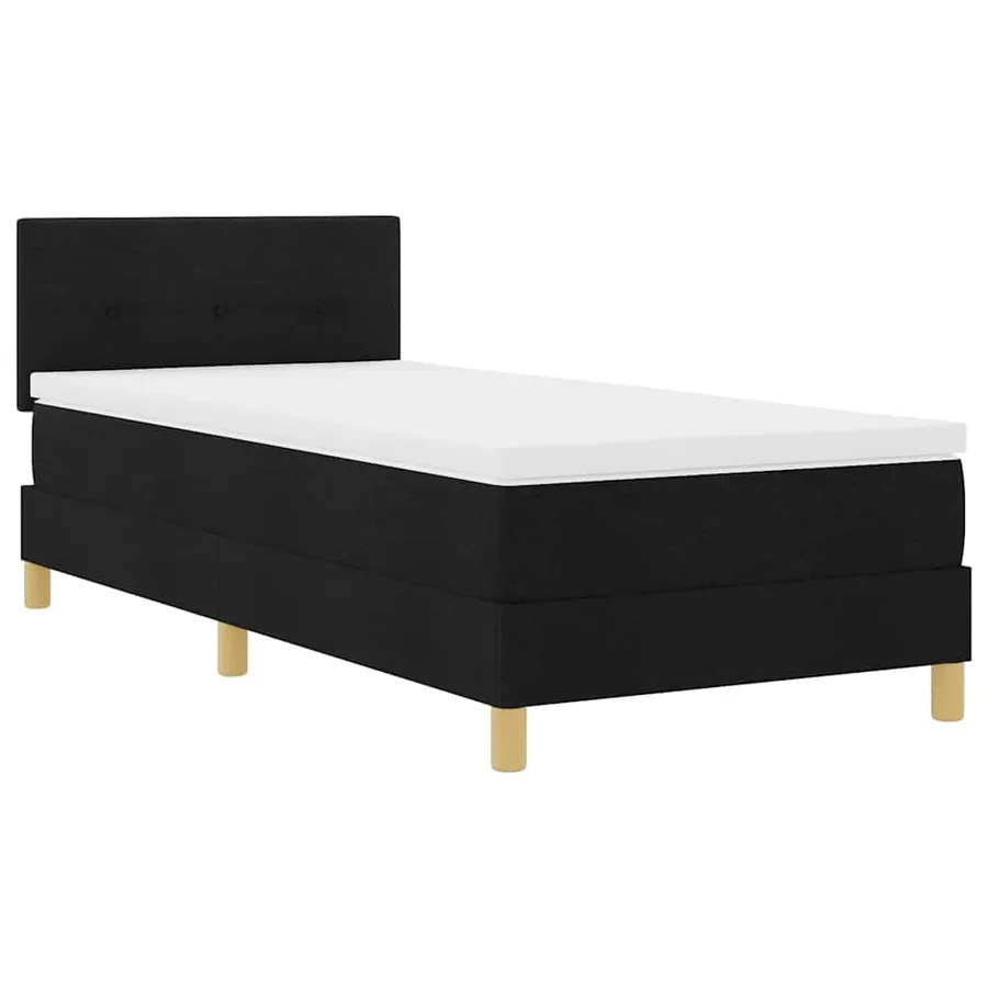Lit à ressorts avec coussin Noir 80 x 200 cm tissu - 4