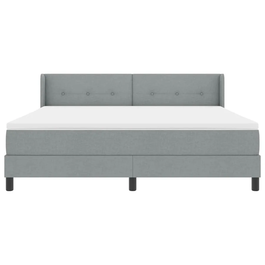 Lit à ressorts avec tête de lit Gris clair 200 x 180 cm tissu - 7
