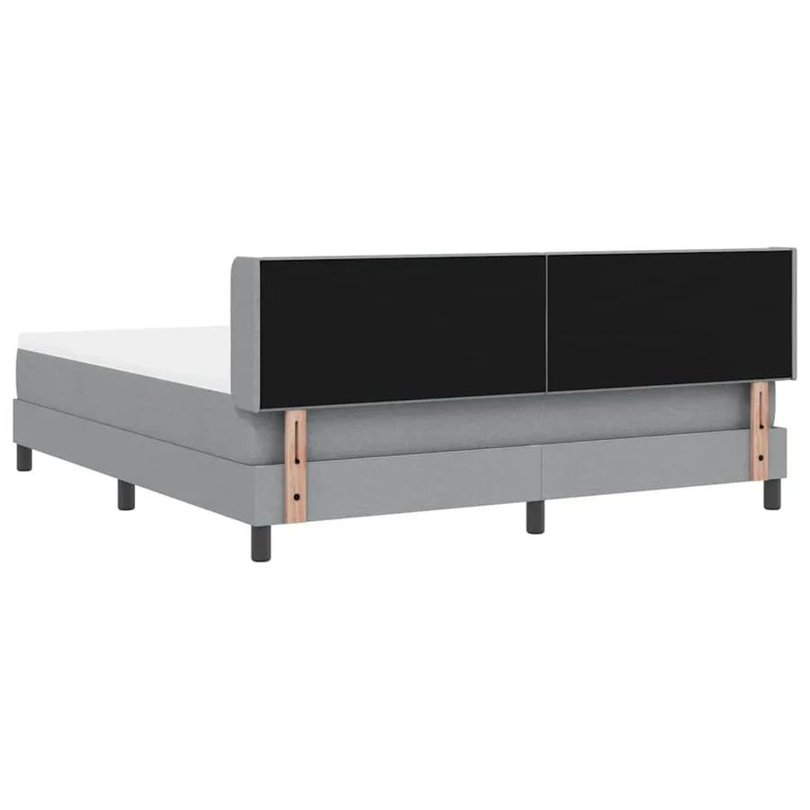 Lit à ressorts avec tête de lit Gris clair 200 x 180 cm tissu - 9