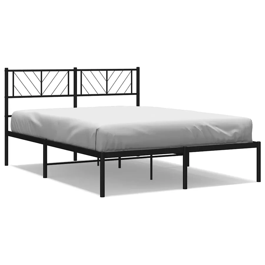 Cadre de lit métal sans matelas avec tête de lit noir 135x190cm - 2