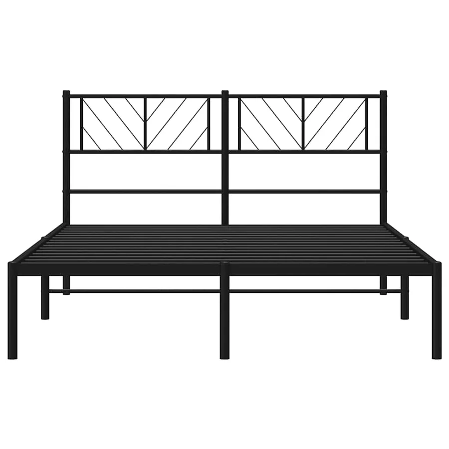 Cadre de lit métal sans matelas avec tête de lit noir 135x190cm - 6