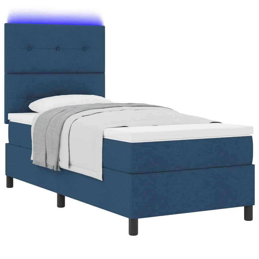 Lit à ressorts avec bandes LED Bleu 80 x 200 cm tissu - 2