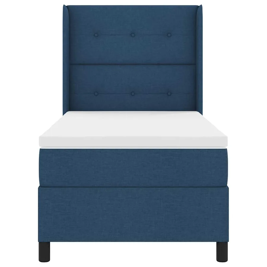 Lit à ressorts avec coussin Bleu 200 x 80 cm tissu - 7