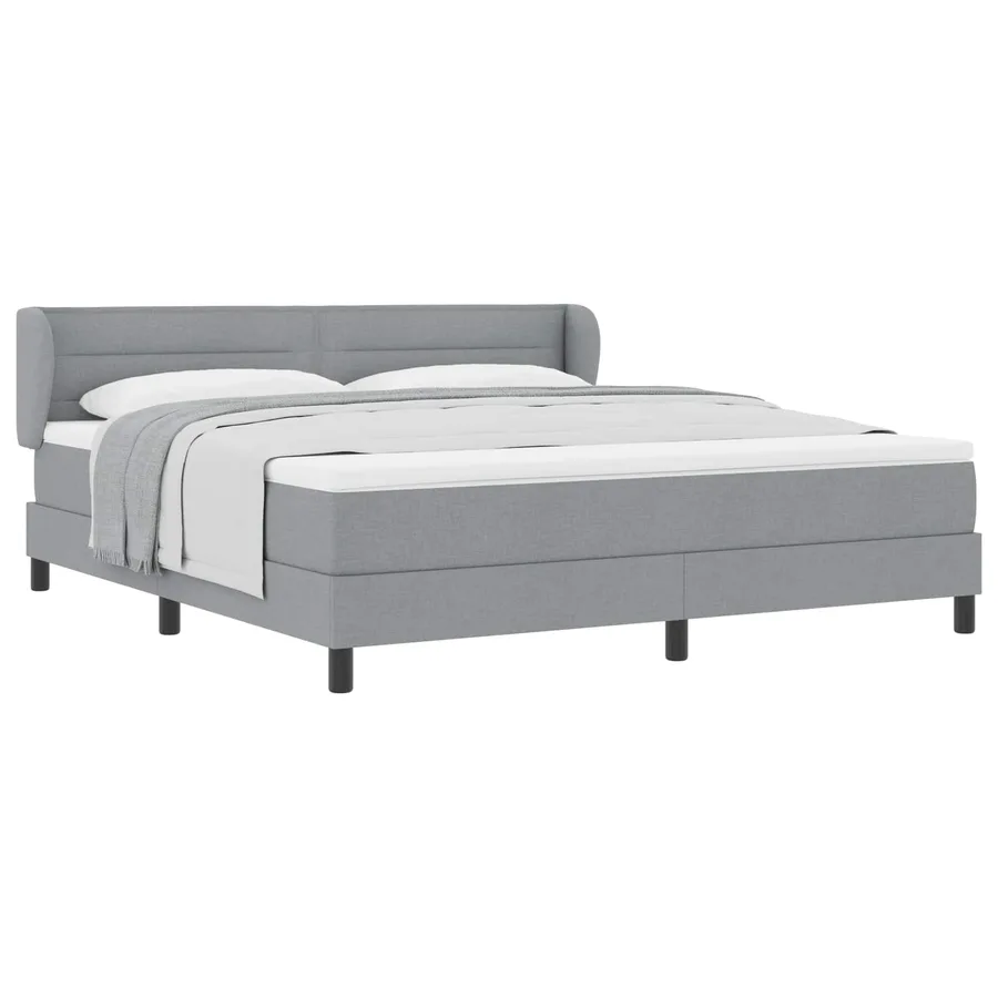 Lit à ressorts avec matelas Gris clair 180 x 200 cm tissu - 2