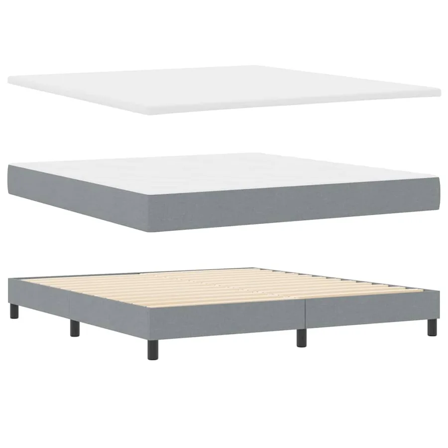 Lit à ressorts avec matelas Gris clair 180 x 200 cm tissu - 4