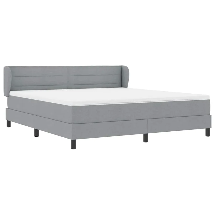 Lit à ressorts avec matelas Gris clair 180 x 200 cm tissu - 6