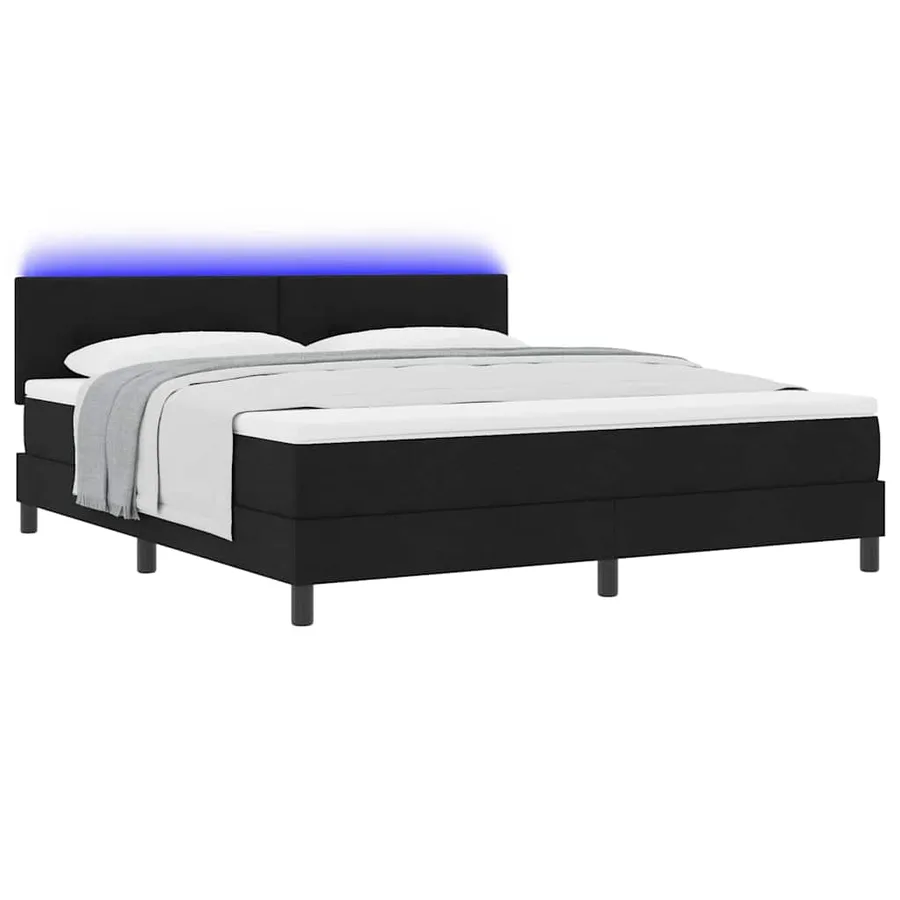Lit à ressorts avec bandes LED Noir 180 x 200 cm tissu - 3