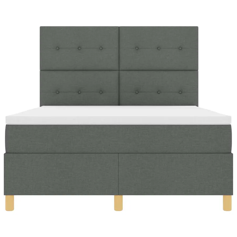 Lit à ressorts avec tête de lit Gris foncé 160 x 200 cm tissu - 7