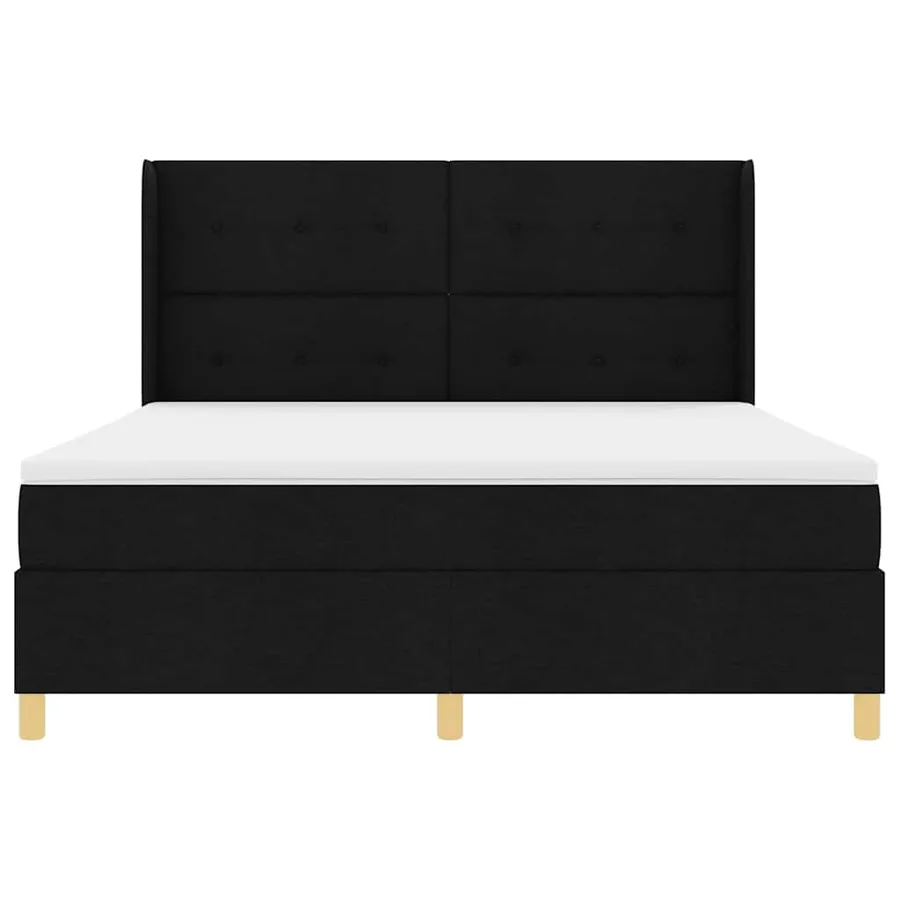 Lit à ressorts avec tête de lit Noir 180 x 200 cm tissu - 7