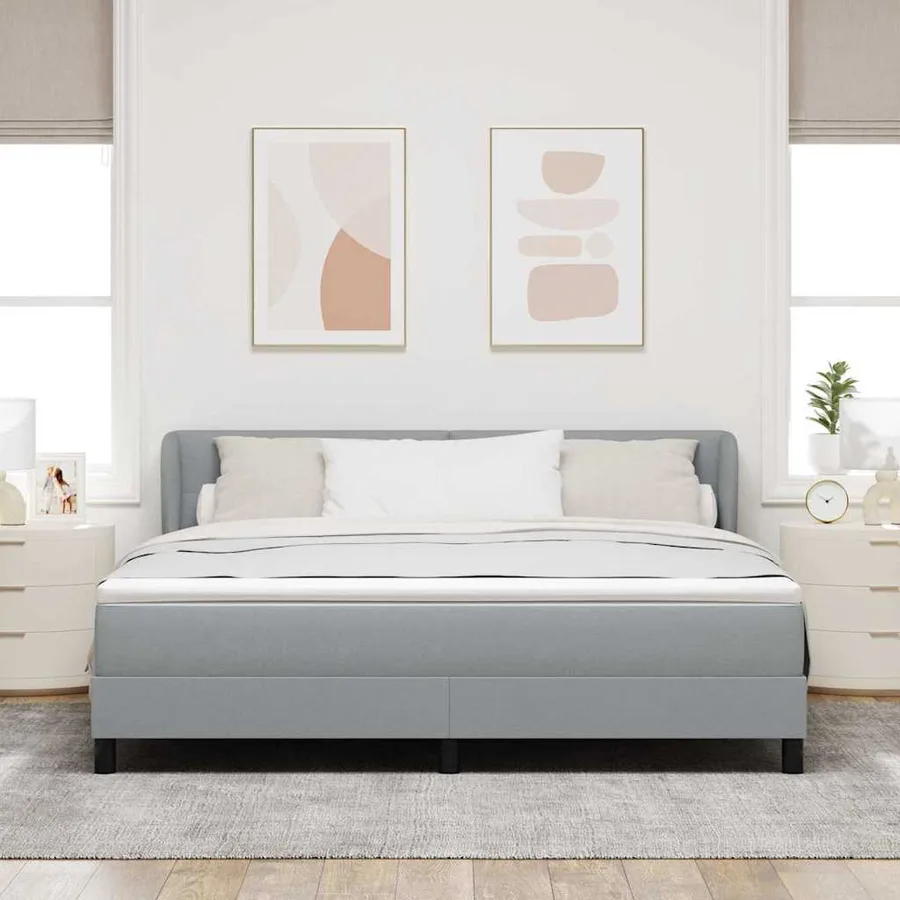 Lit à ressorts avec tête de lit Gris clair 180 x 200 cm tissu - 3