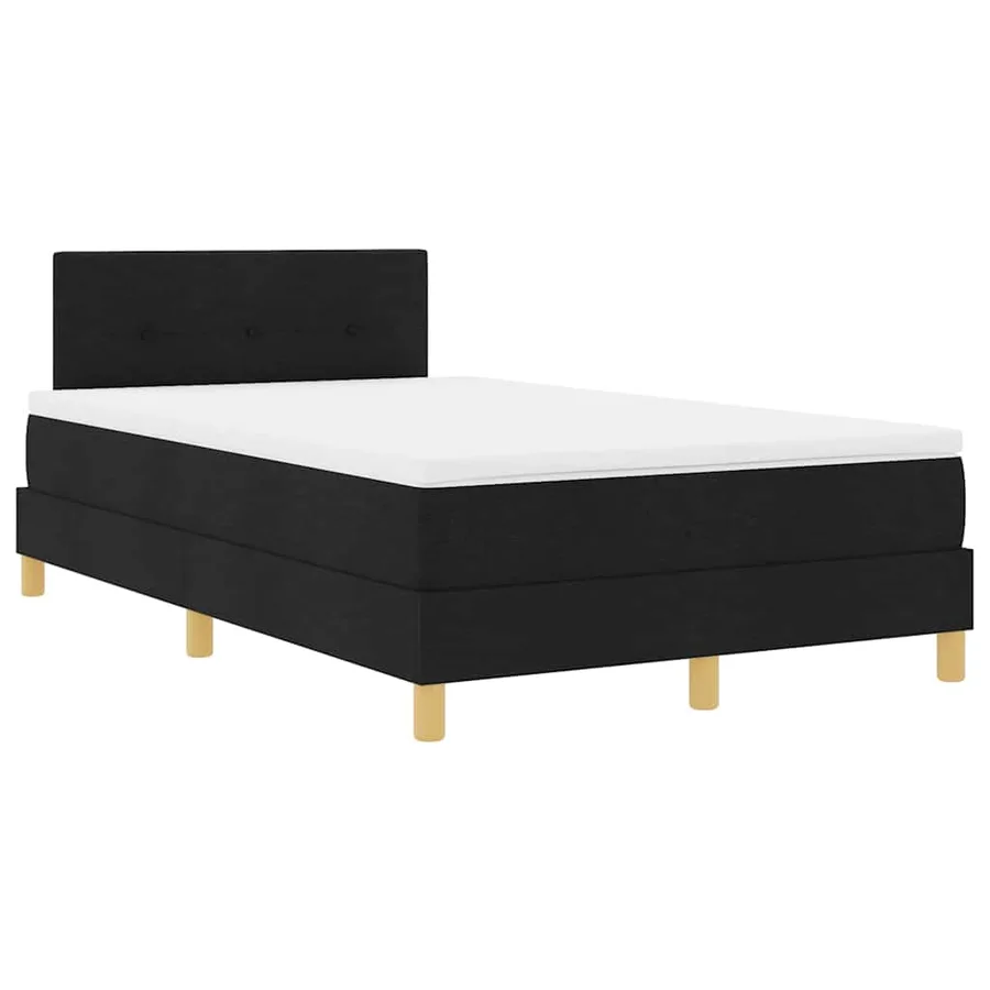 Lit à ressorts avec coussin Noir 120 x 190 cm tissu - 4