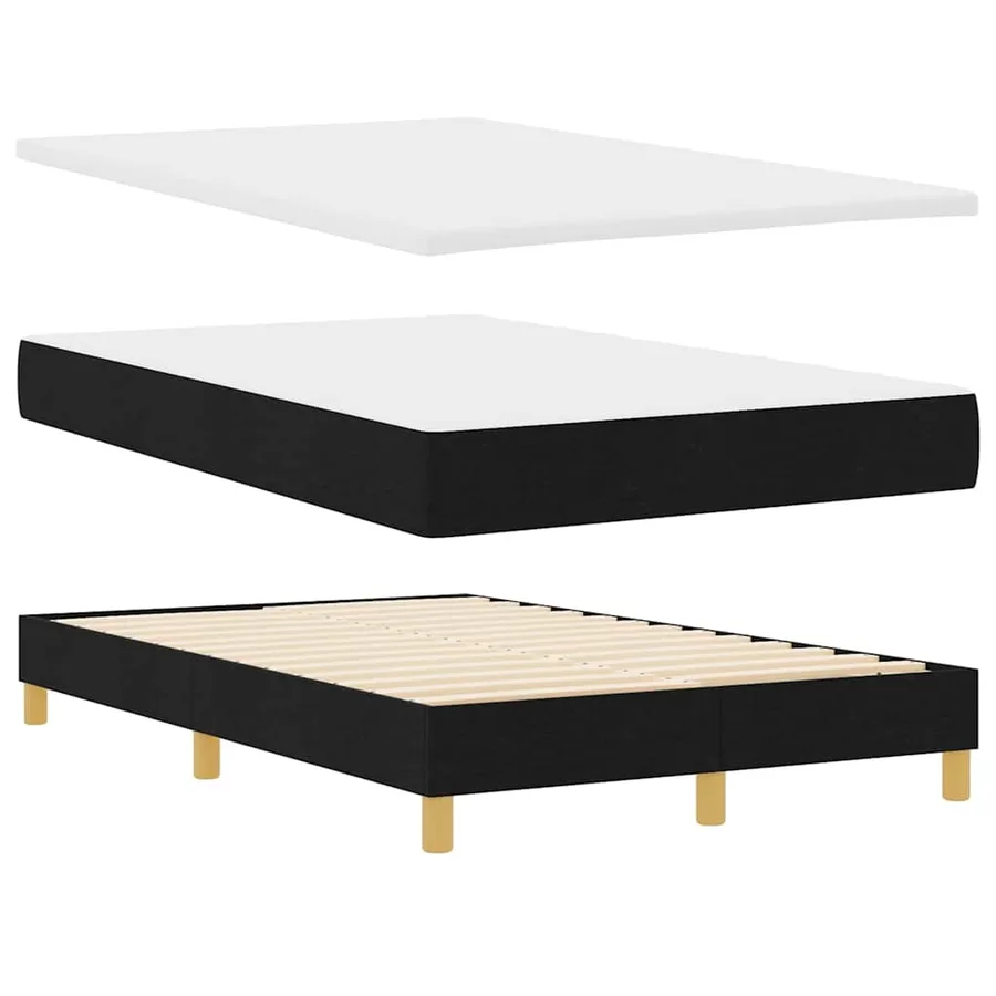 Lit à ressorts avec coussin Noir 120 x 190 cm tissu - 5