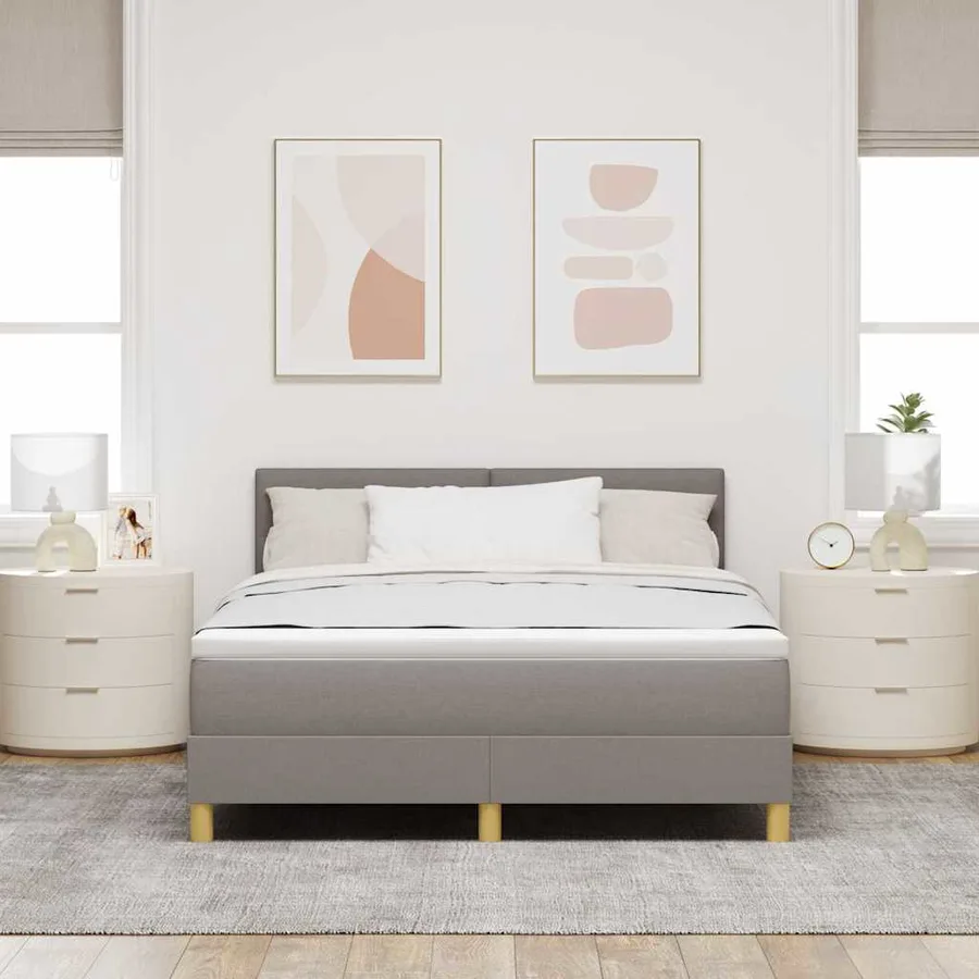 Lit à ressorts avec coussin Taupe 140 x 200 cm tissu - 3