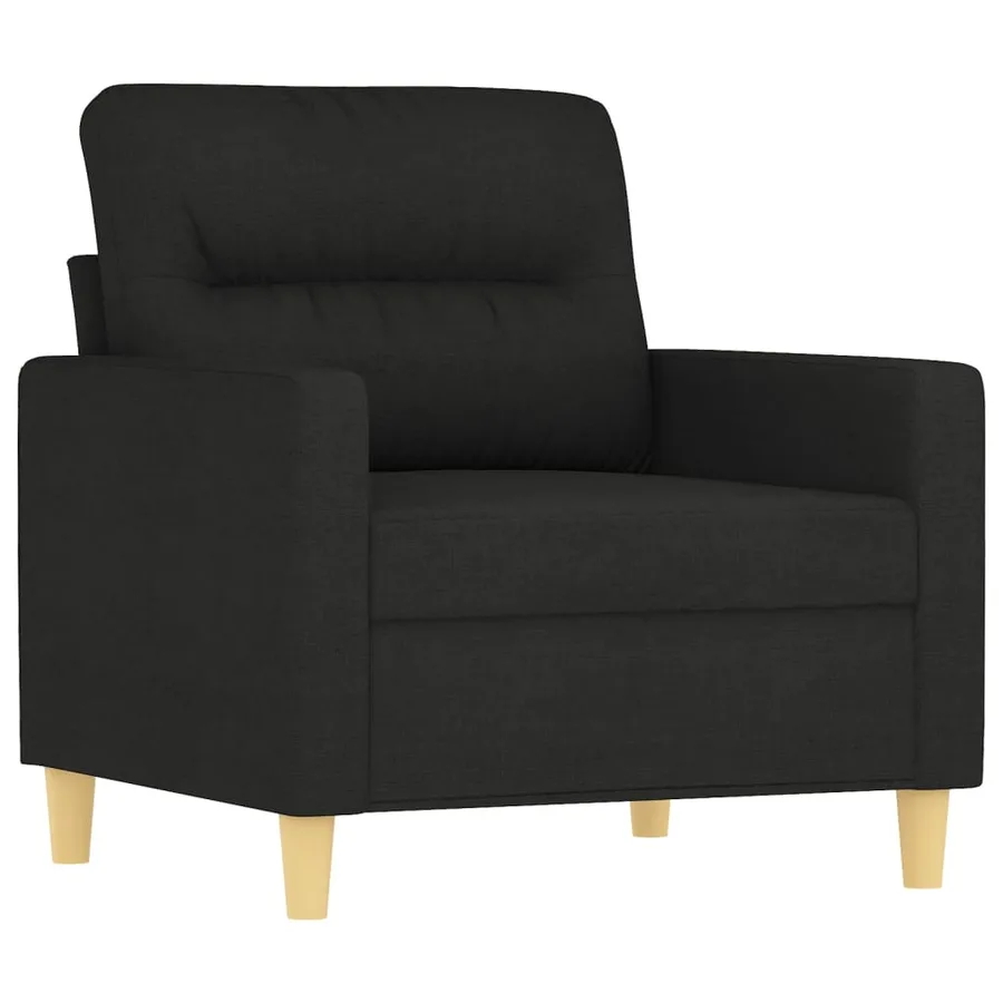 Ensemble de canapés 3 pcs avec coussins Noir Tissu - 3