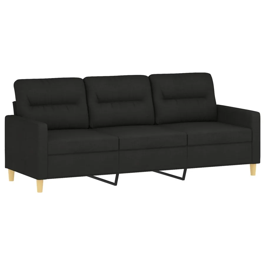 Ensemble de canapés 3 pcs avec coussins Noir Tissu - 5