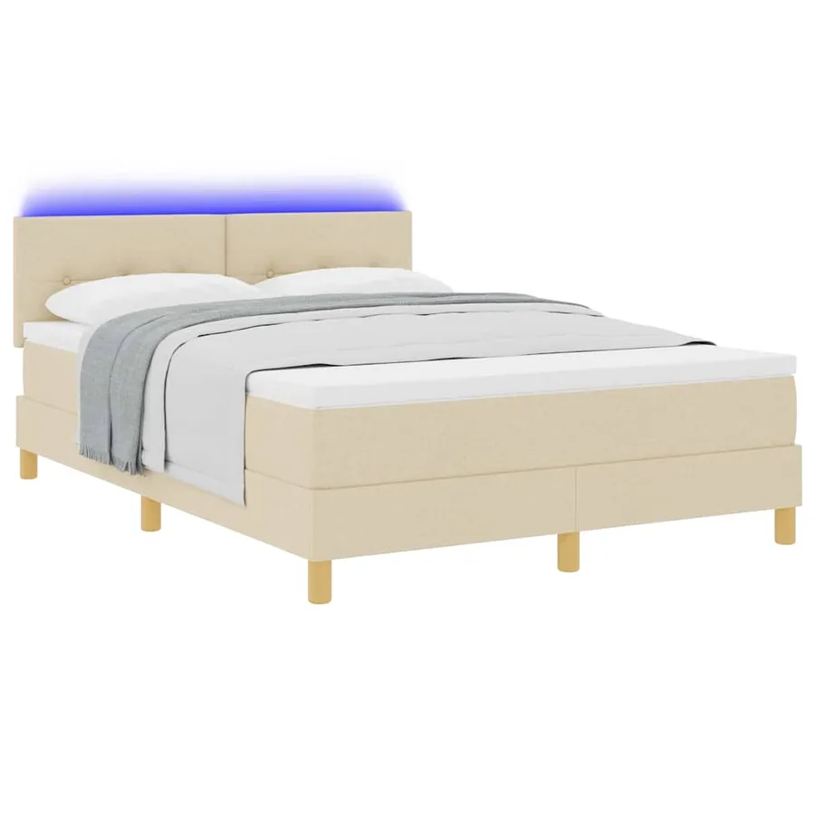 Lit à ressort LED avec bandes LED Crème 140 x 200 cm tissu - 3