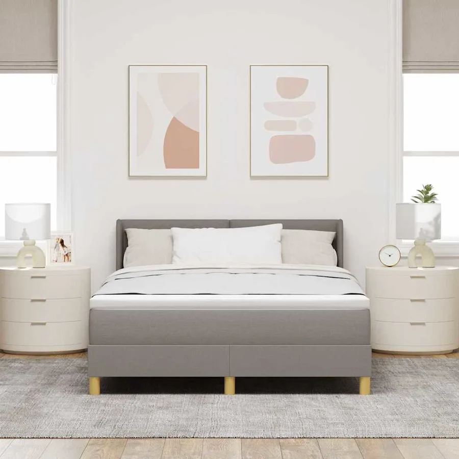 Lit à ressorts avec tête de lit Taupe 200 x 140 cm tissu - 3