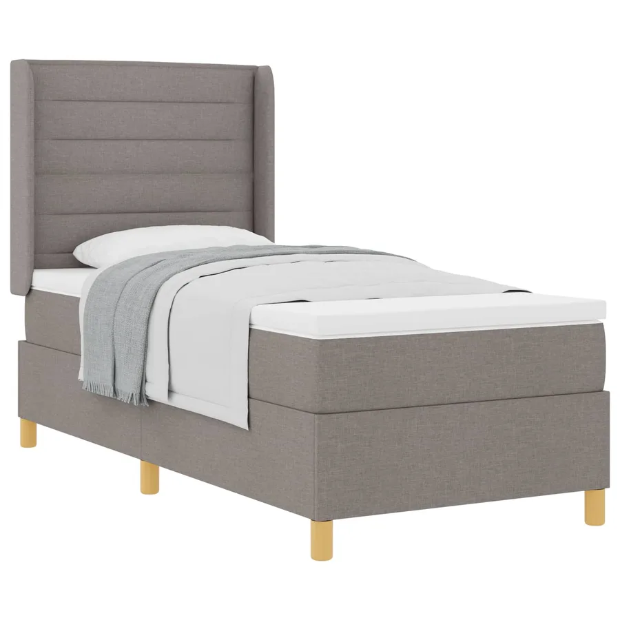 Lit à ressorts avec matelas Taupe 90 x 190 cm tissu - 2