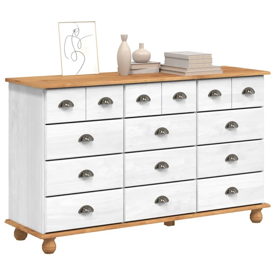 Commode ASKIM Blanc 79 x 40 x 133,5 cm Bois de pin massif - 3