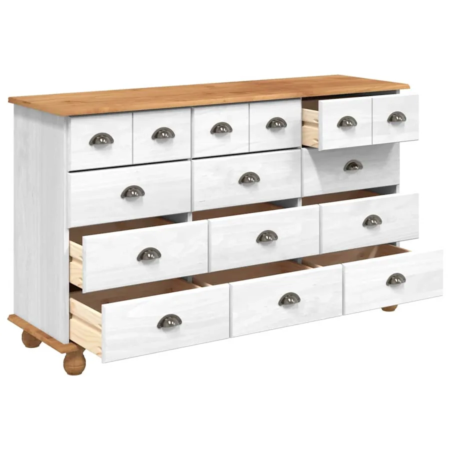 Commode ASKIM Blanc 79 x 40 x 133,5 cm Bois de pin massif - 4