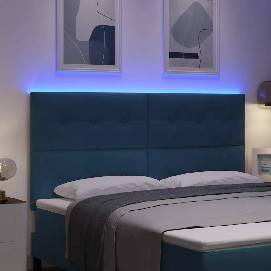 Tête de lit LED avec bandes LED Bleu 180 cm Velours - 4