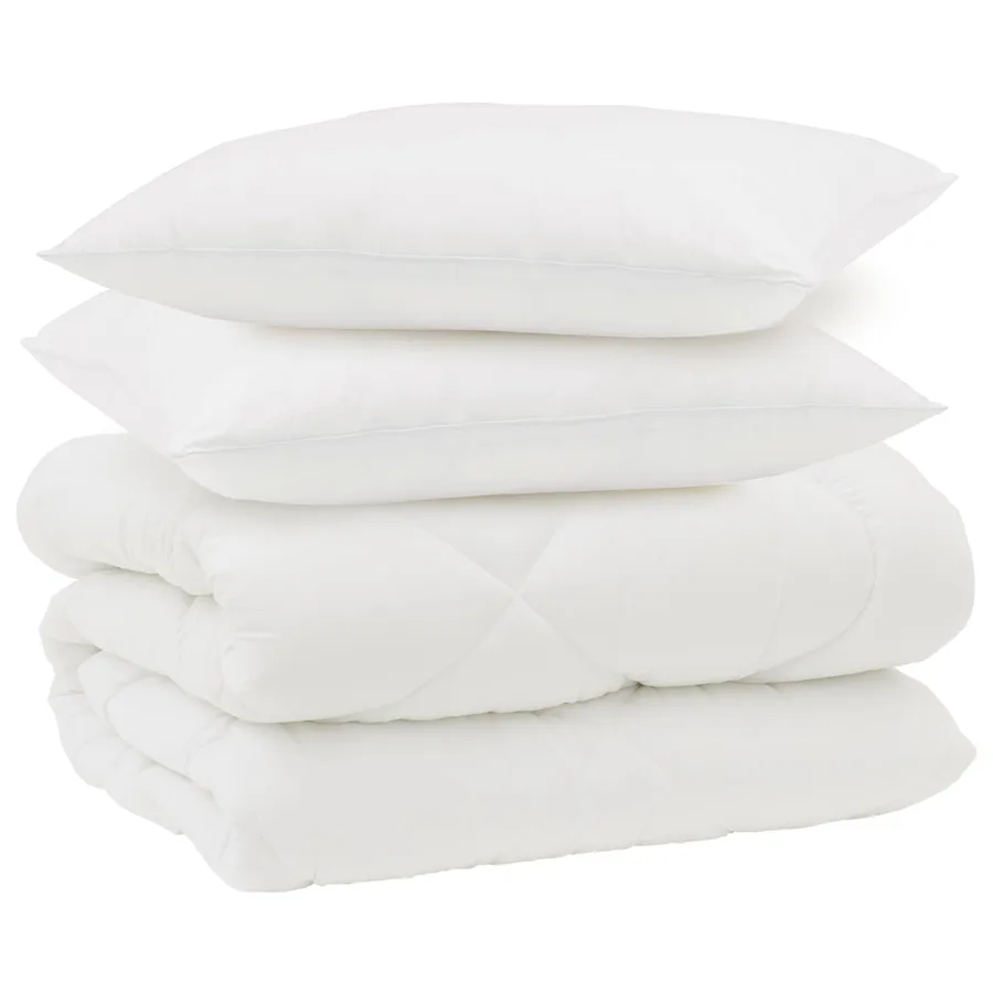 Duvet d'hiver avec oreiller 3 pcs Blanc Microfibre - 2