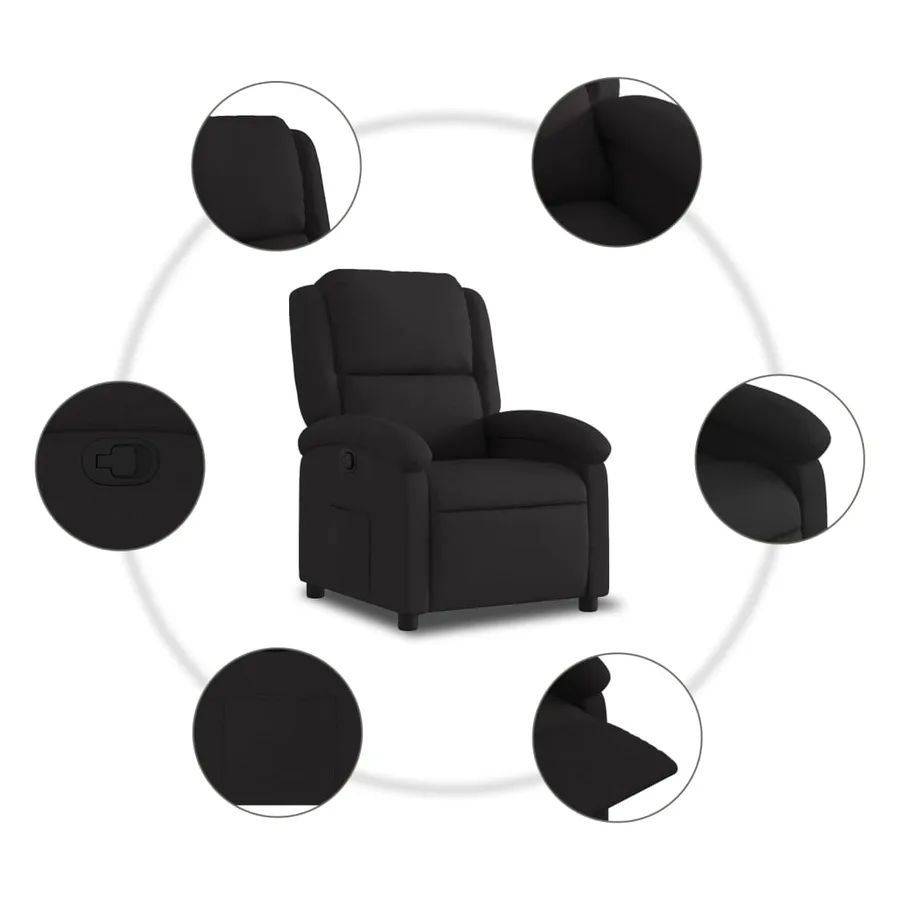 Fauteuil inclinable noir tissu - 5