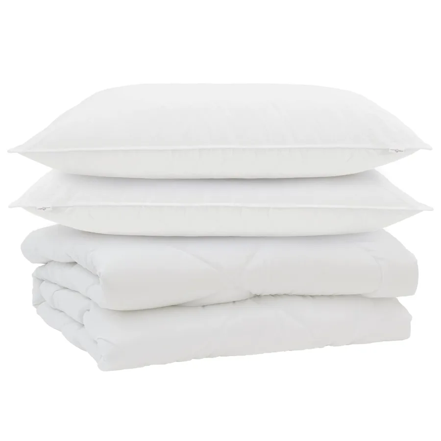 Couette avec oreiller 3 pcs Blanc Microfibre - 2